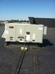 Trane Commercial rooftop A/C unit.