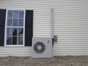Whisper quite outdoor unit. This unit will heat and cool this home using less electricity than most vacuum cleaners.